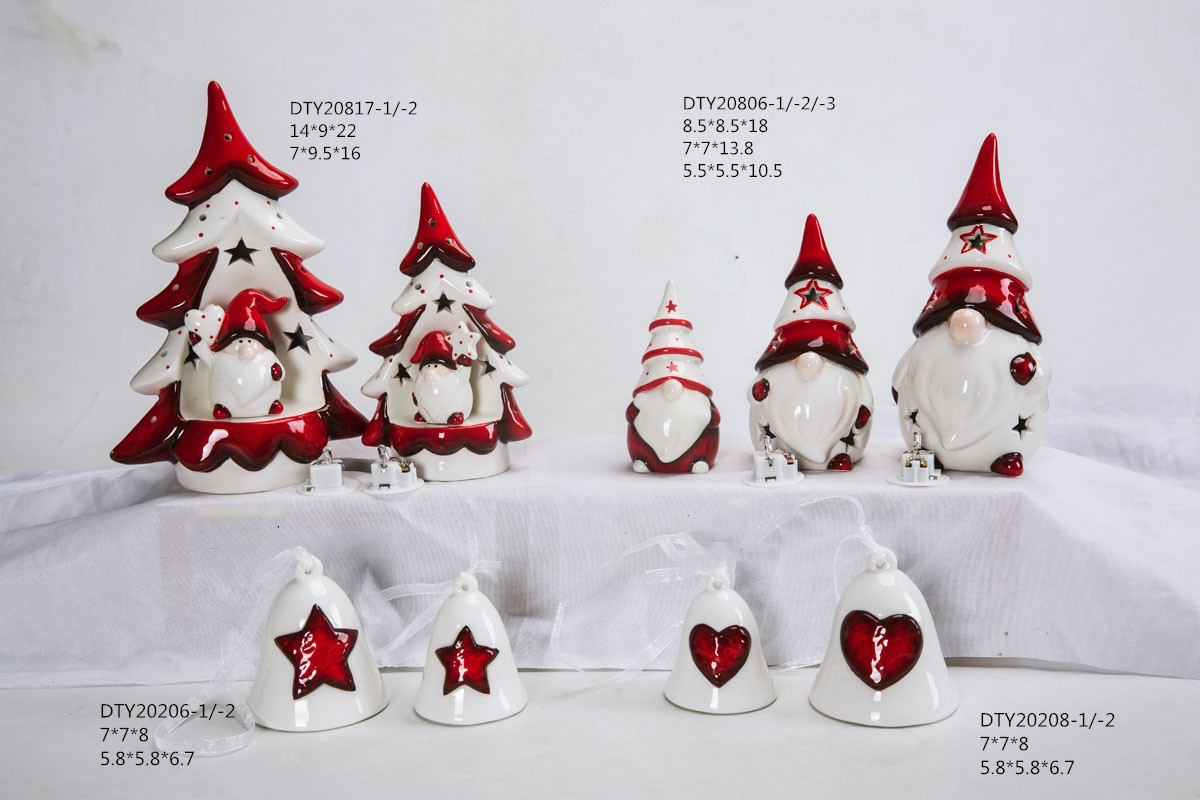 Großhandel Weihnachten Keramik Gnome Ornamente Nette Santa Claus Figuren Tabletop Weihnachten Statue 2