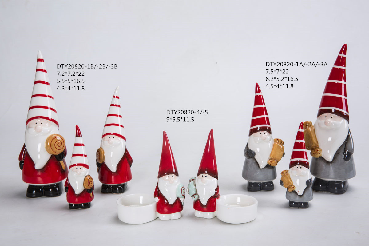 Großhandel Weihnachten Keramik Gnome Ornamente Nette Santa Claus Figuren Tabletop Weihnachten Statue 4