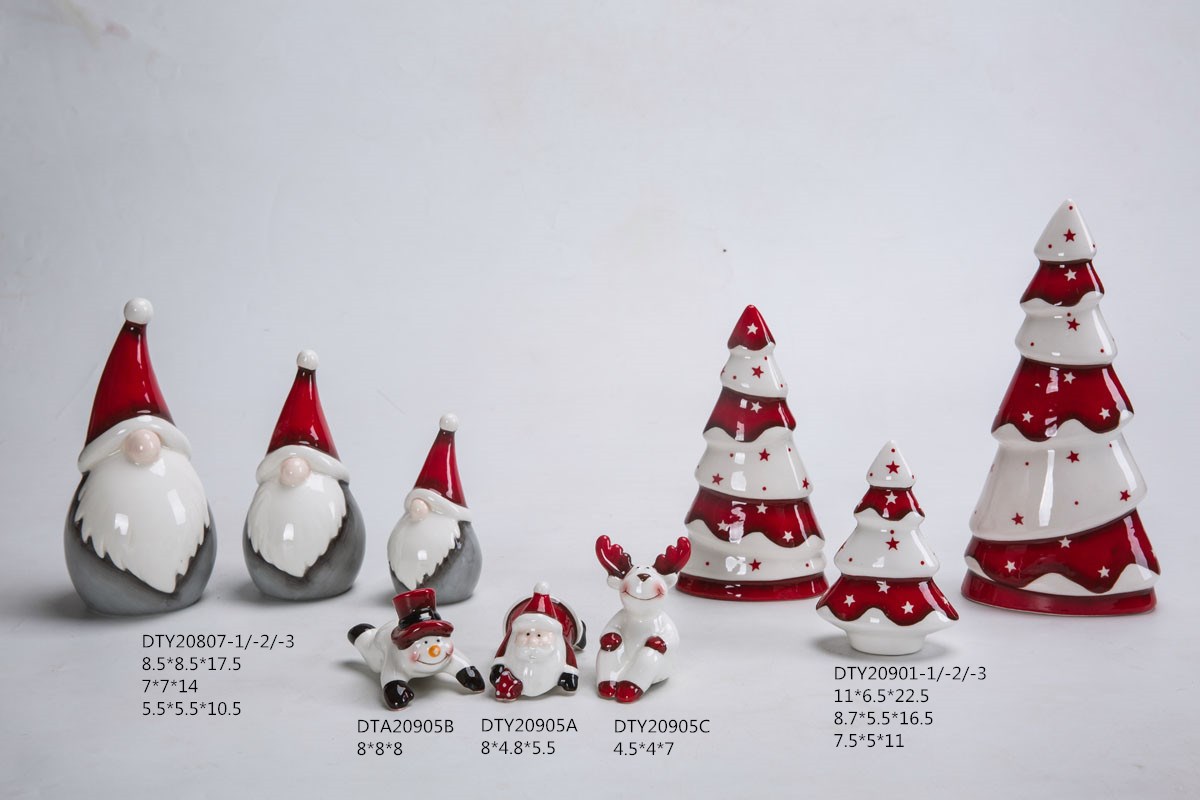 Großhandel Weihnachten Keramik Gnome Ornamente Nette Santa Claus Figuren Tabletop Weihnachten Statue 5