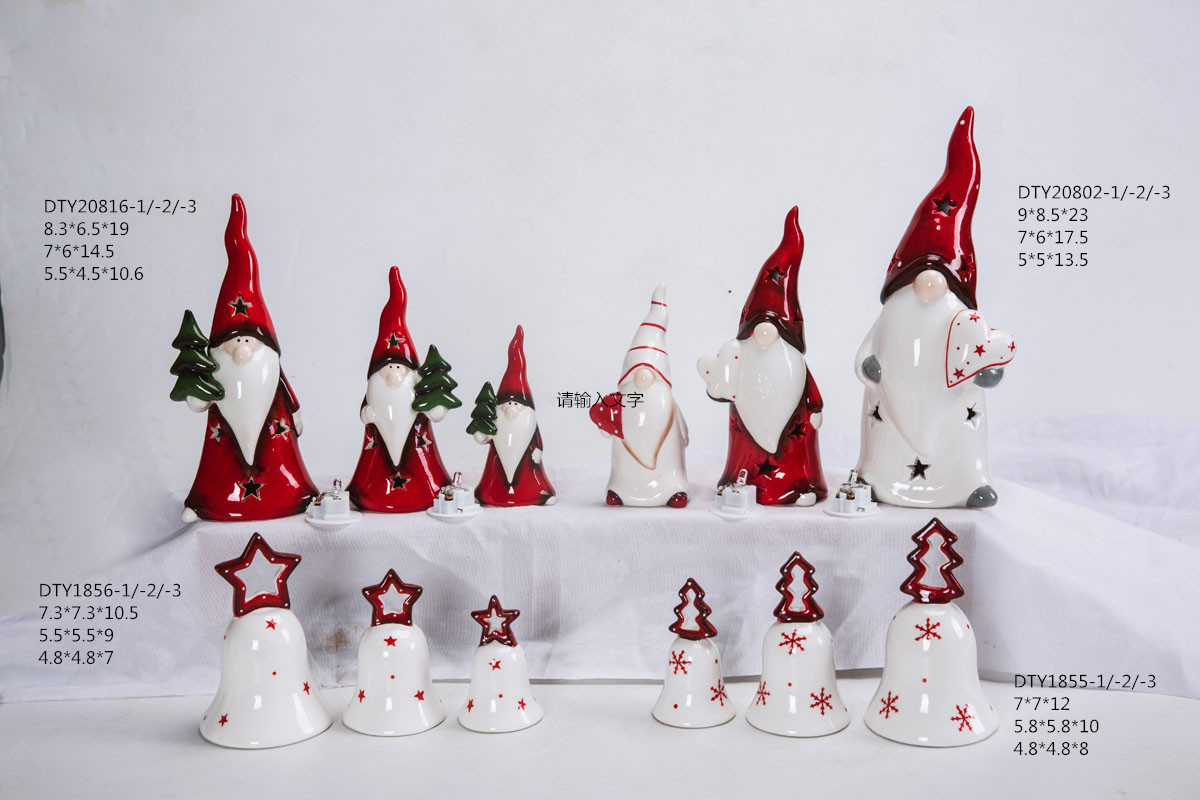 Großhandel Weihnachten Keramik Gnome Ornamente Nette Santa Claus Figuren Tabletop Weihnachten Statue 7