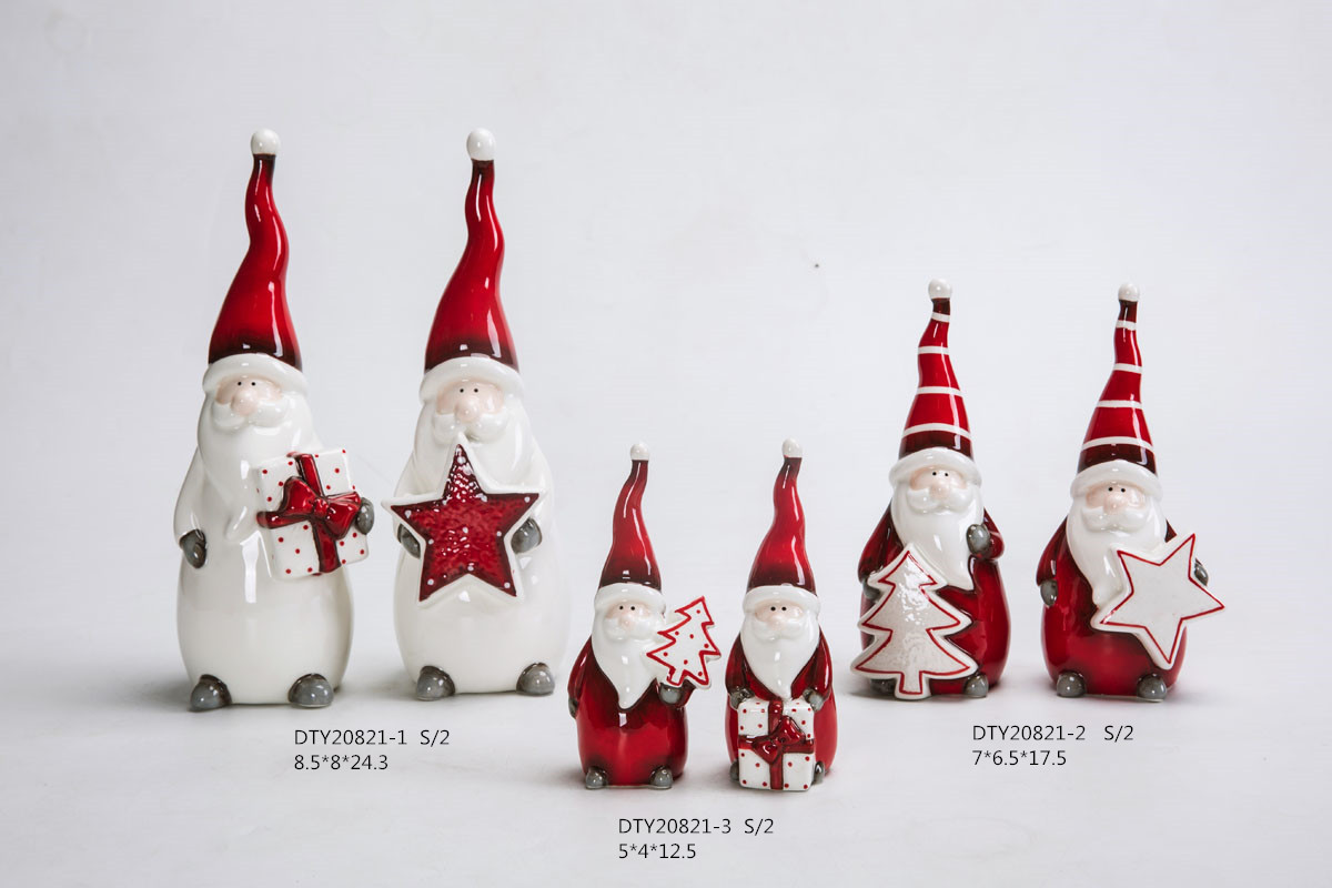 Großhandel Weihnachten Keramik Gnome Ornamente Nette Santa Claus Figuren Tabletop Weihnachten Statue 8