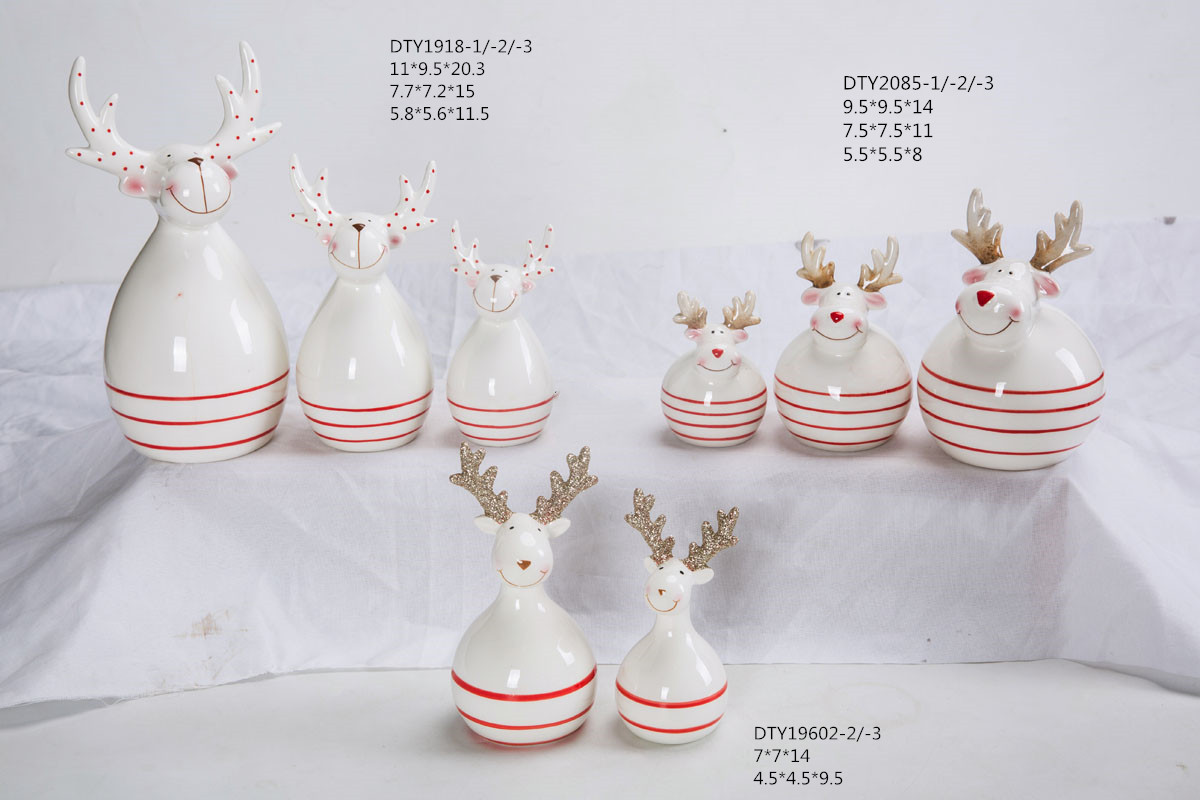 Estatuas navideñas de cerámica para mesa, lindas figuras de reno, venta al por mayor 4