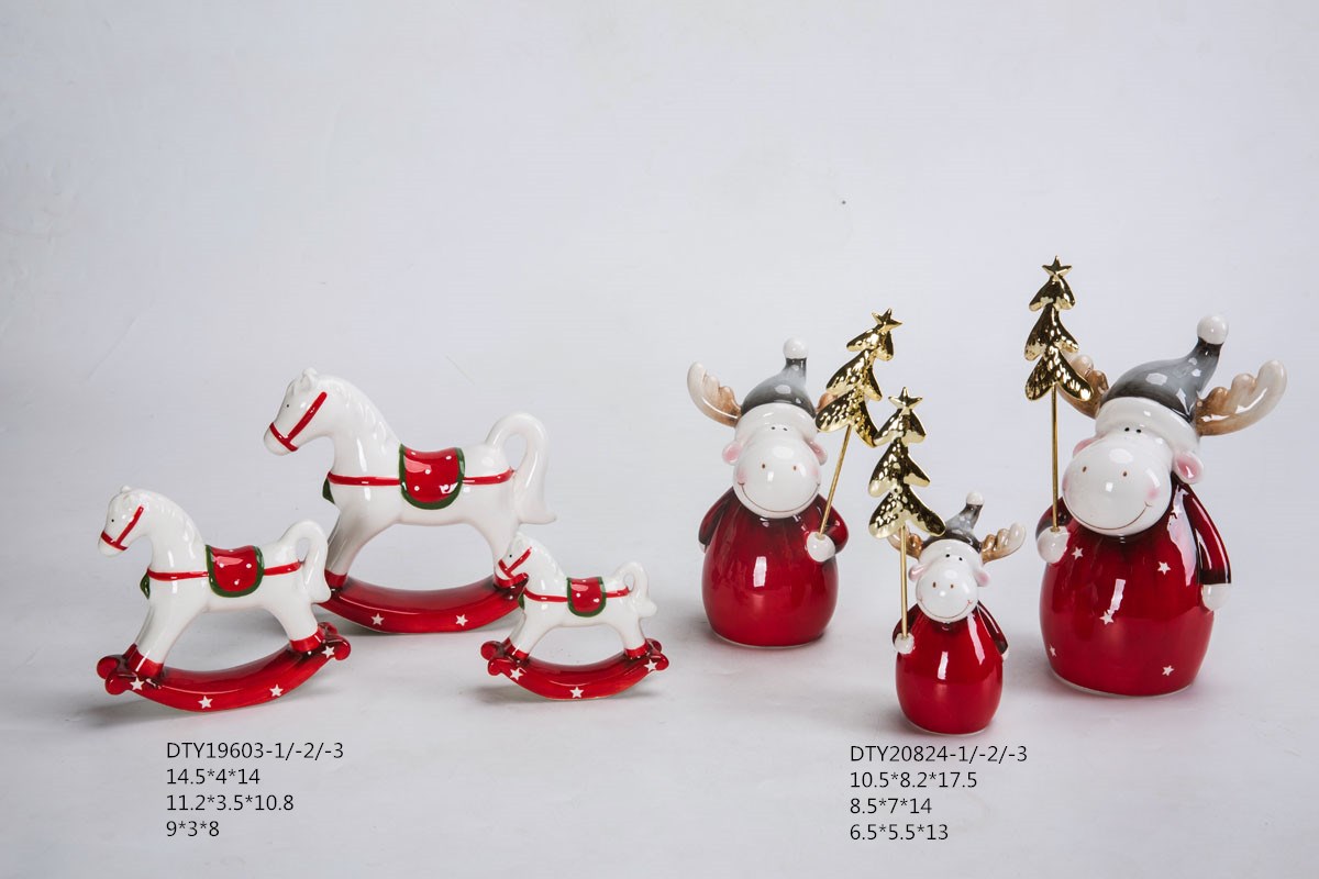 Estatuas navideñas de cerámica para mesa, lindas figuras de reno, venta al por mayor 6