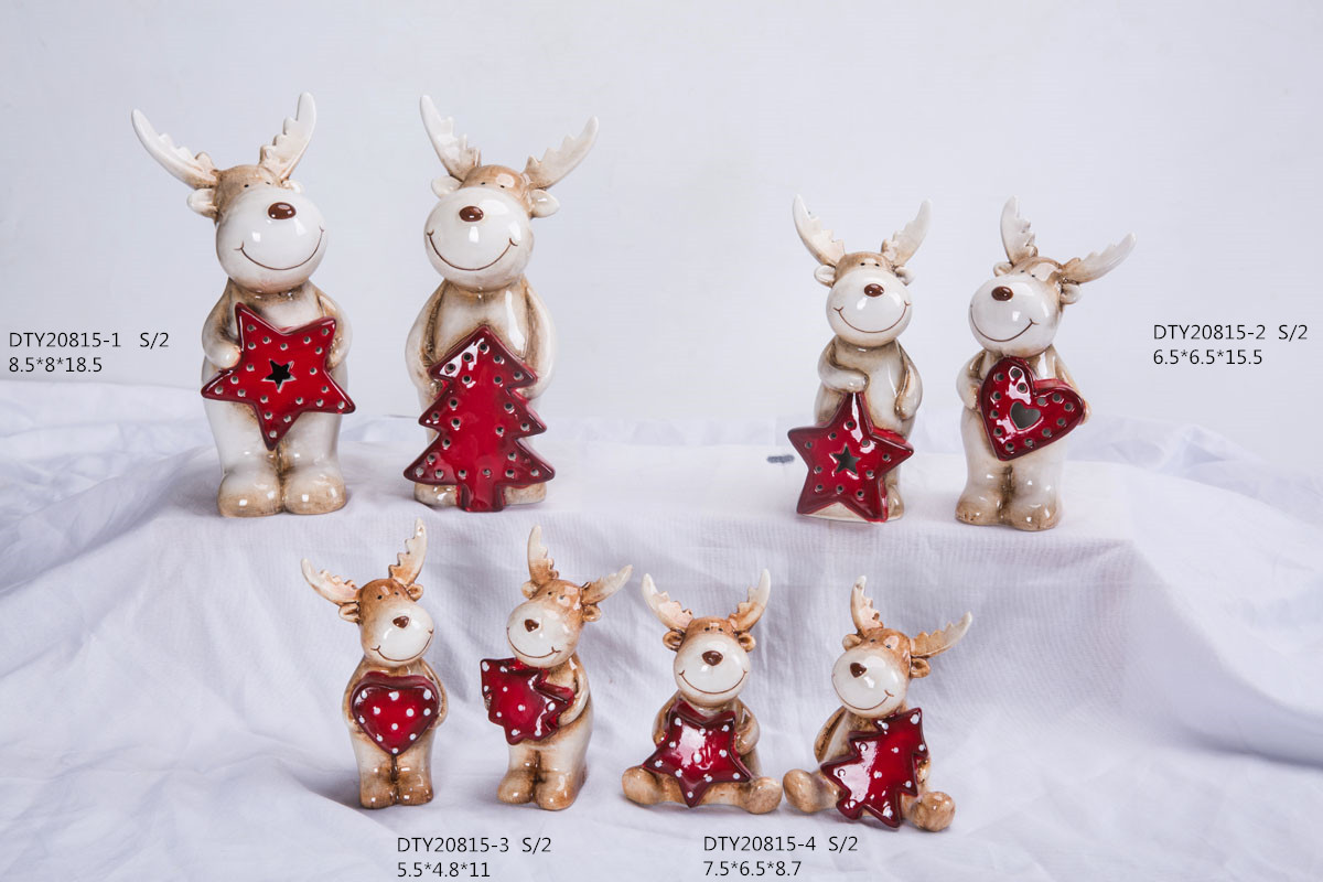 Estatuas navideñas de cerámica para mesa, lindas figuras de reno, venta al por mayor 7