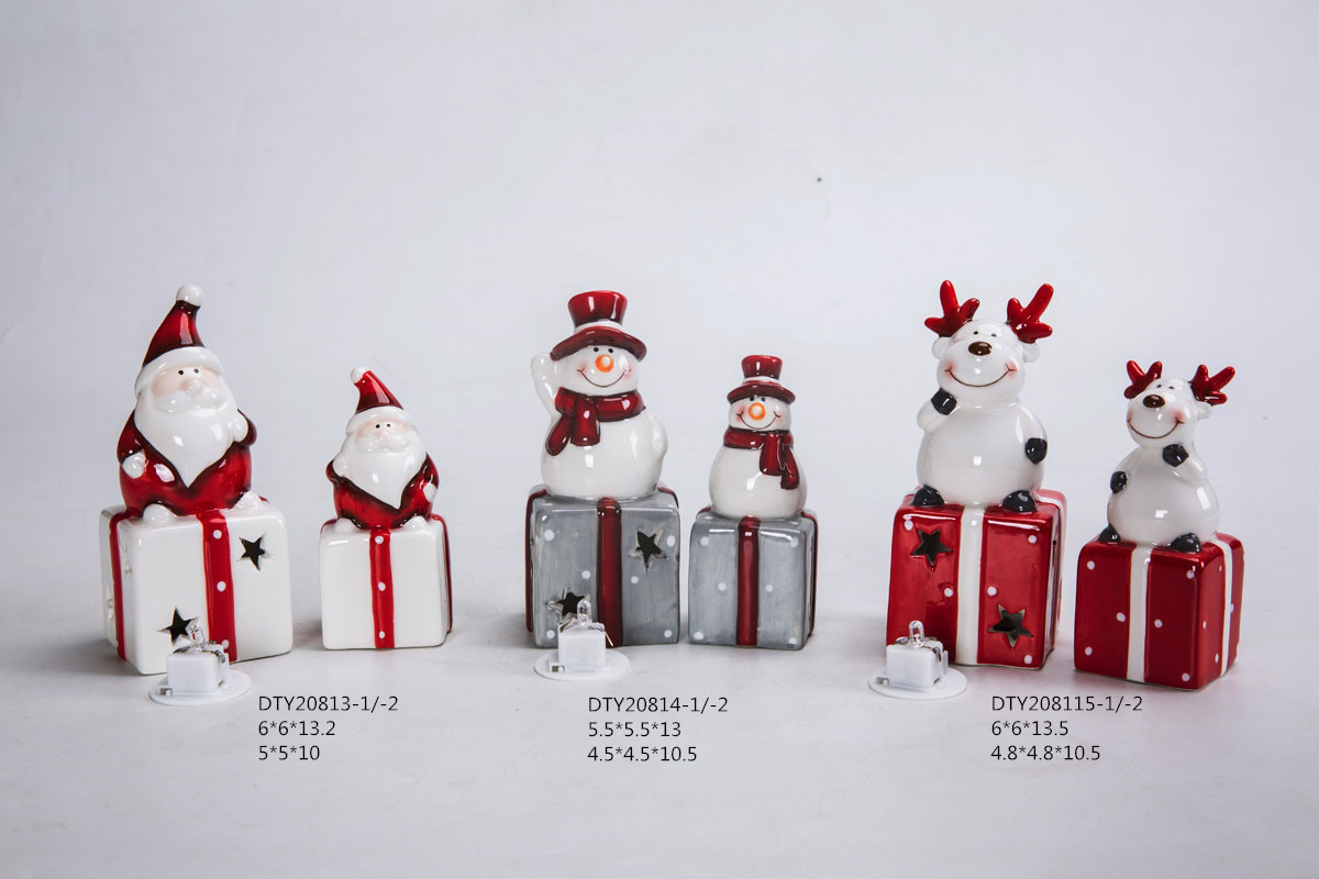 Estatuas navideñas de cerámica para mesa, lindas figuras de reno, venta al por mayor 5