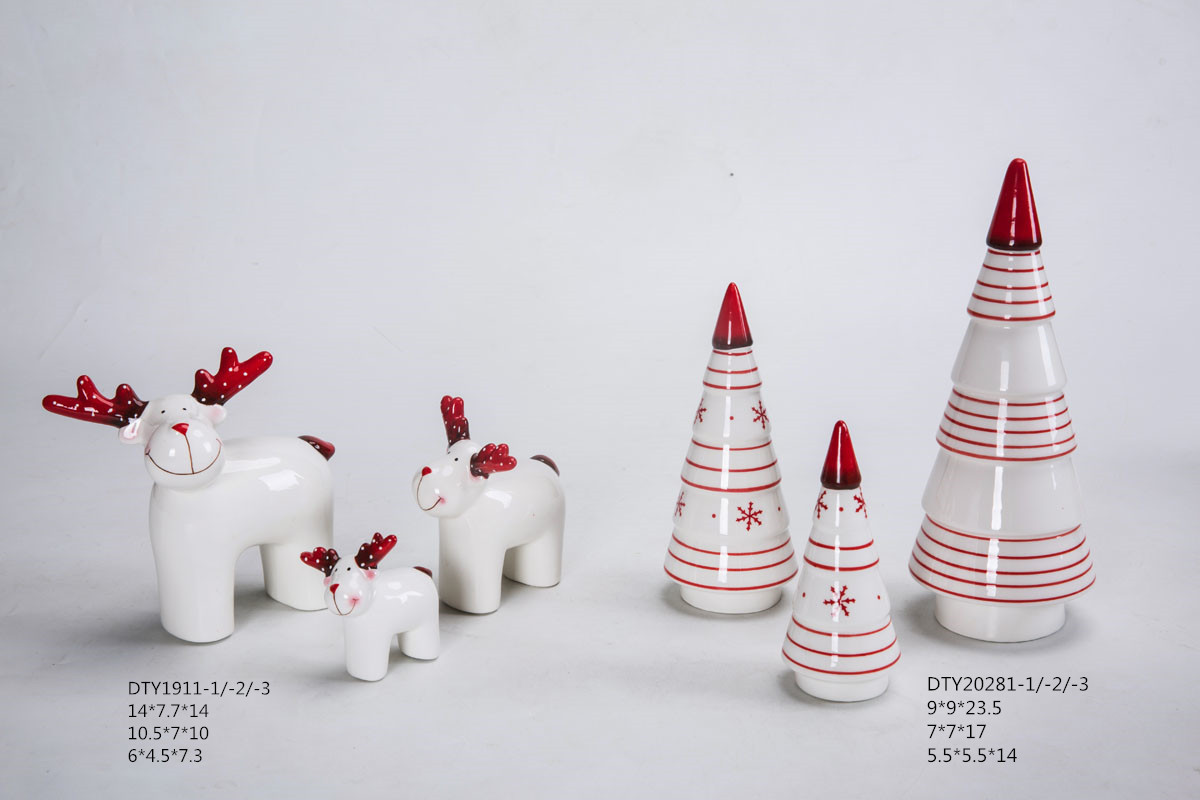 Estatuas navideñas de cerámica para mesa, lindas figuras de reno, venta al por mayor 9