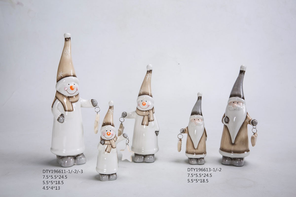 Weihnachtsferienhaus Partydekorationen LED-Leuchten Keramik Weihnachtsmann Weihnachtsmannfiguren 4