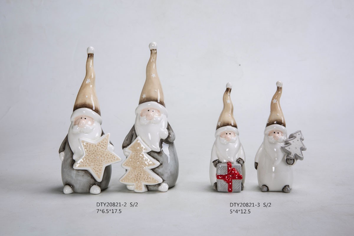 Weihnachtsferienhaus Partydekorationen LED-Leuchten Keramik Weihnachtsmann Weihnachtsmannfiguren 6