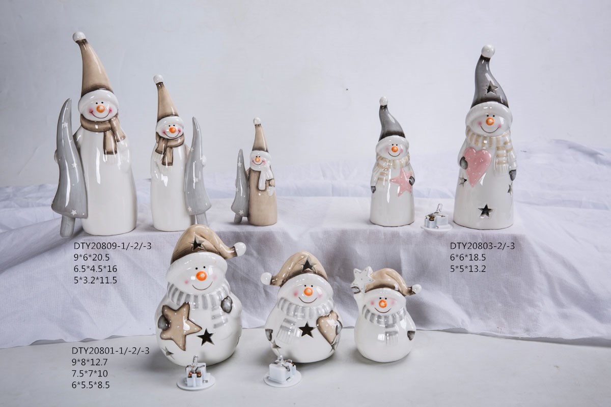Weihnachtsferienhaus Partydekorationen LED-Leuchten Keramik Weihnachtsmann Weihnachtsmannfiguren 8