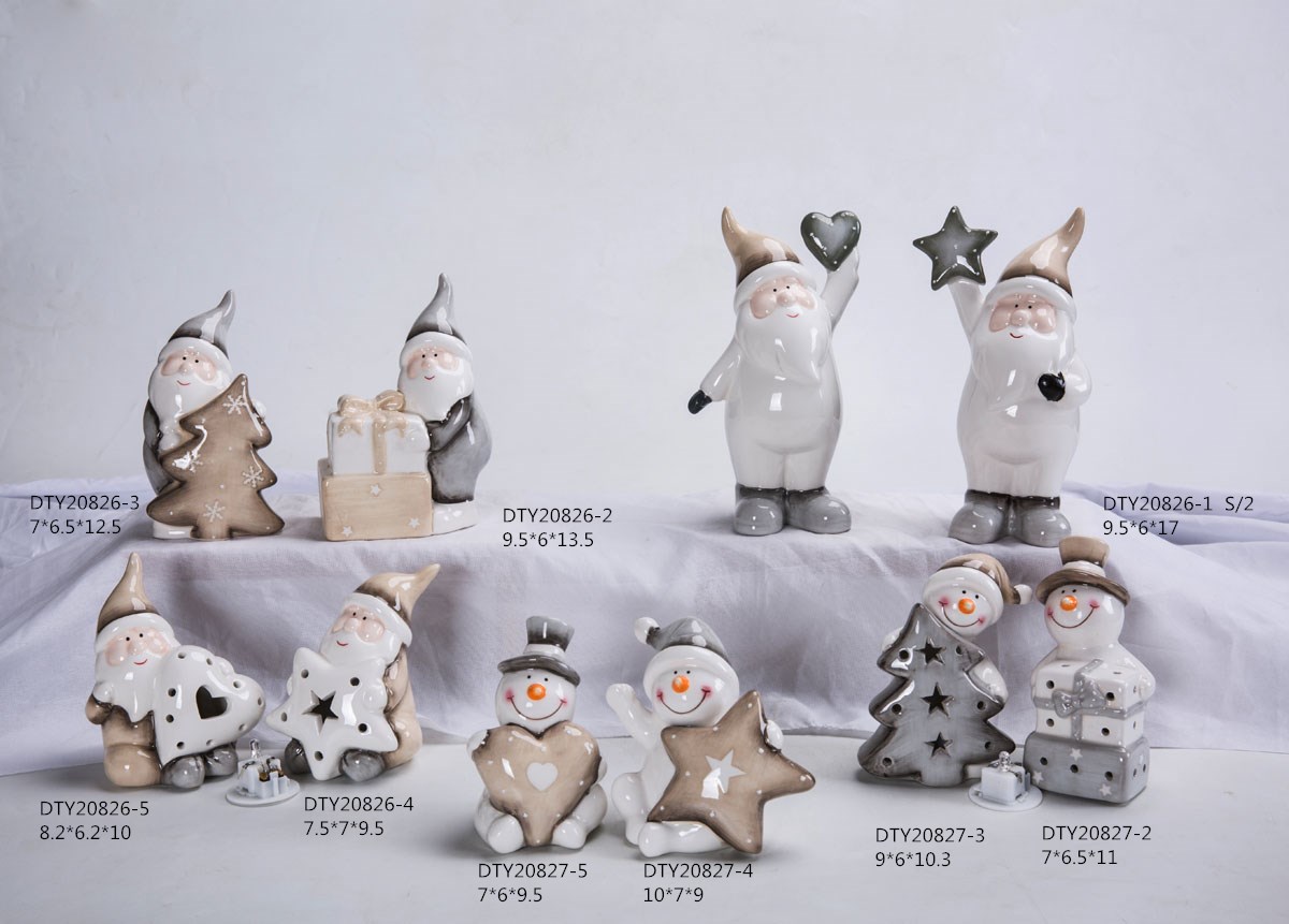 Adornos navideños Estatua Escultura Festival Hogar Artes Cerámica Figura de Papá Noel 8