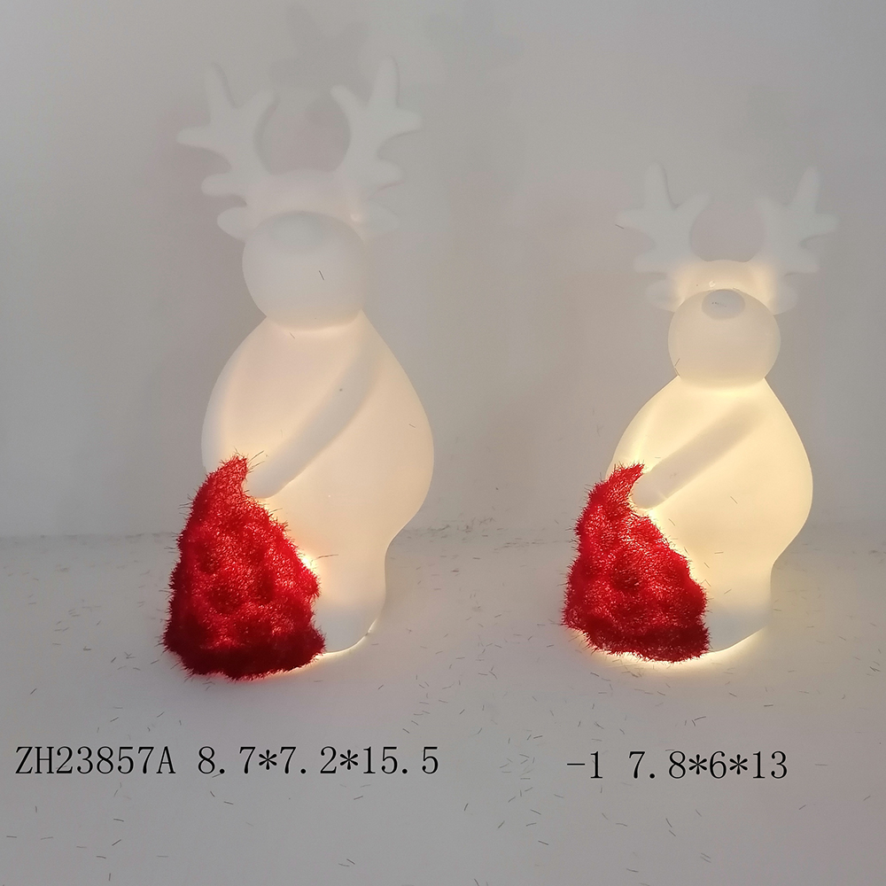 Weihnachten Home Party Favor LED Licht Up Keramik Schneemann Figurine Tabletop Dacorations 5