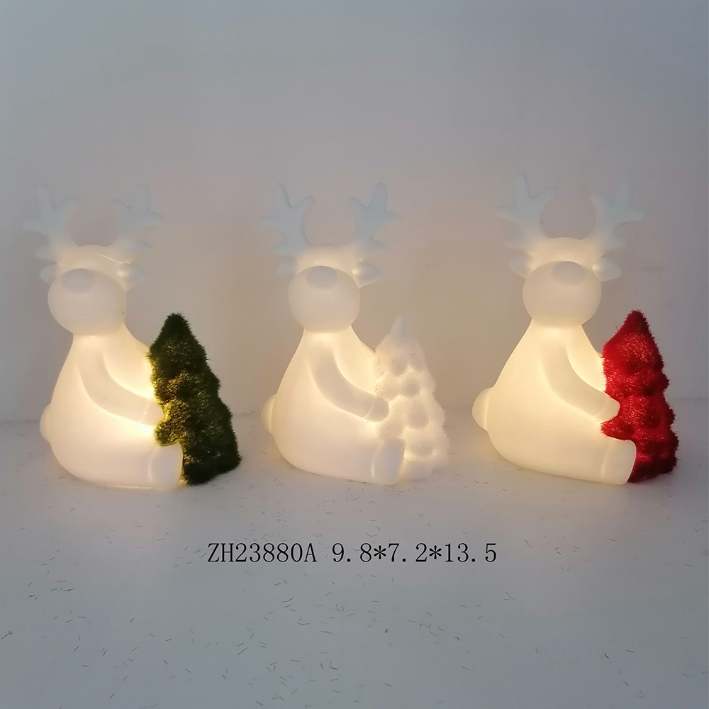Weihnachten Home Party Favor LED Licht Up Keramik Schneemann Figurine Tabletop Dacorations 3