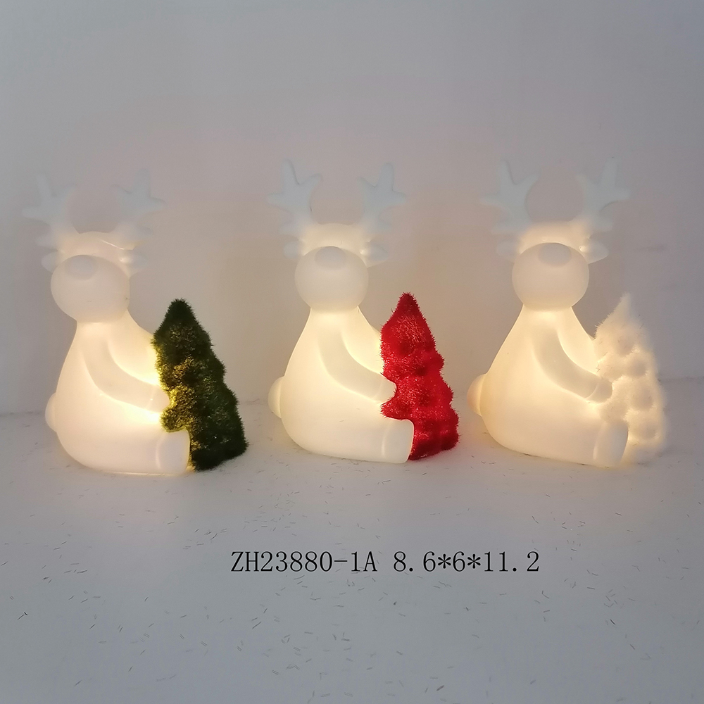 Weihnachten Home Party Favor LED Licht Up Keramik Schneemann Figurine Tabletop Dacorations 6