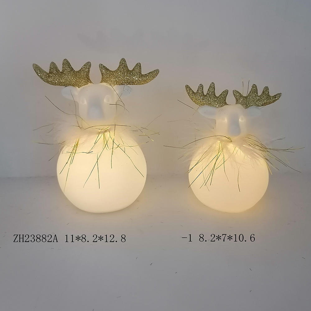 Weihnachten Home Party Favor LED Licht Up Keramik Schneemann Figurine Tabletop Dacorations 4
