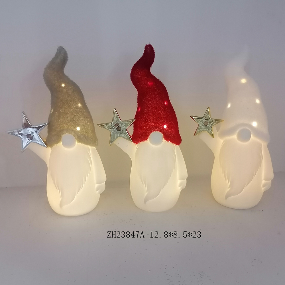 Weihnachten Home Party Favor LED Licht Up Keramik Schwedisch Gnome Figurine Tabletop Dacorations 2
