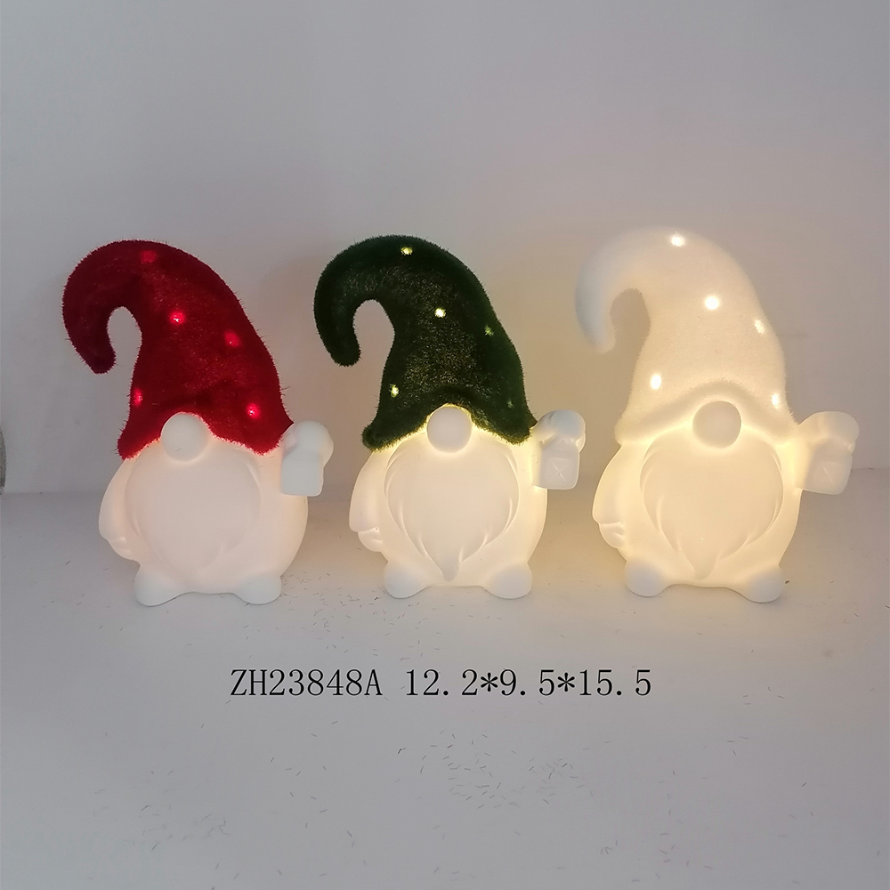 Weihnachten Home Party Favor LED Licht Up Keramik Schwedisch Gnome Figurine Tabletop Dacorations 4