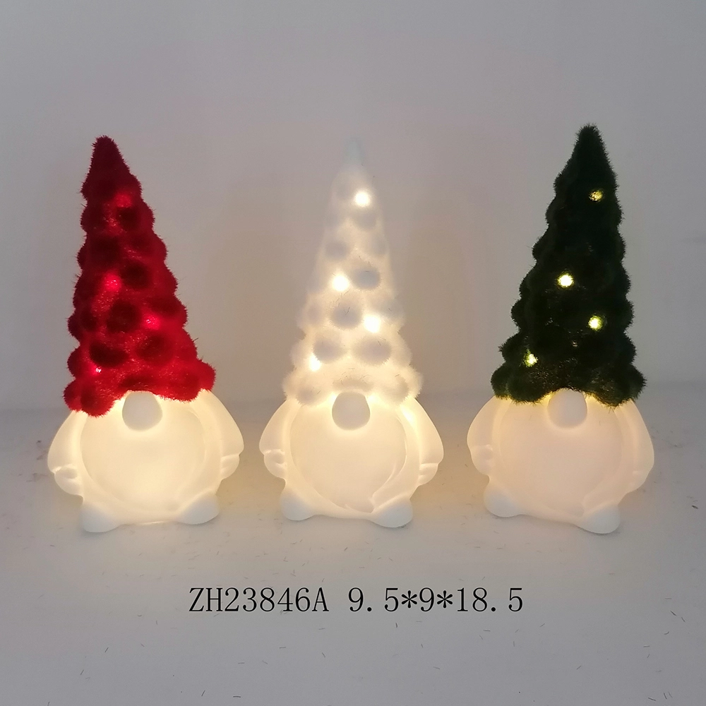 Figura de gnomo sueco de cerámica con luz LED para decoración de mesa, recuerdo de fiesta navideña 1