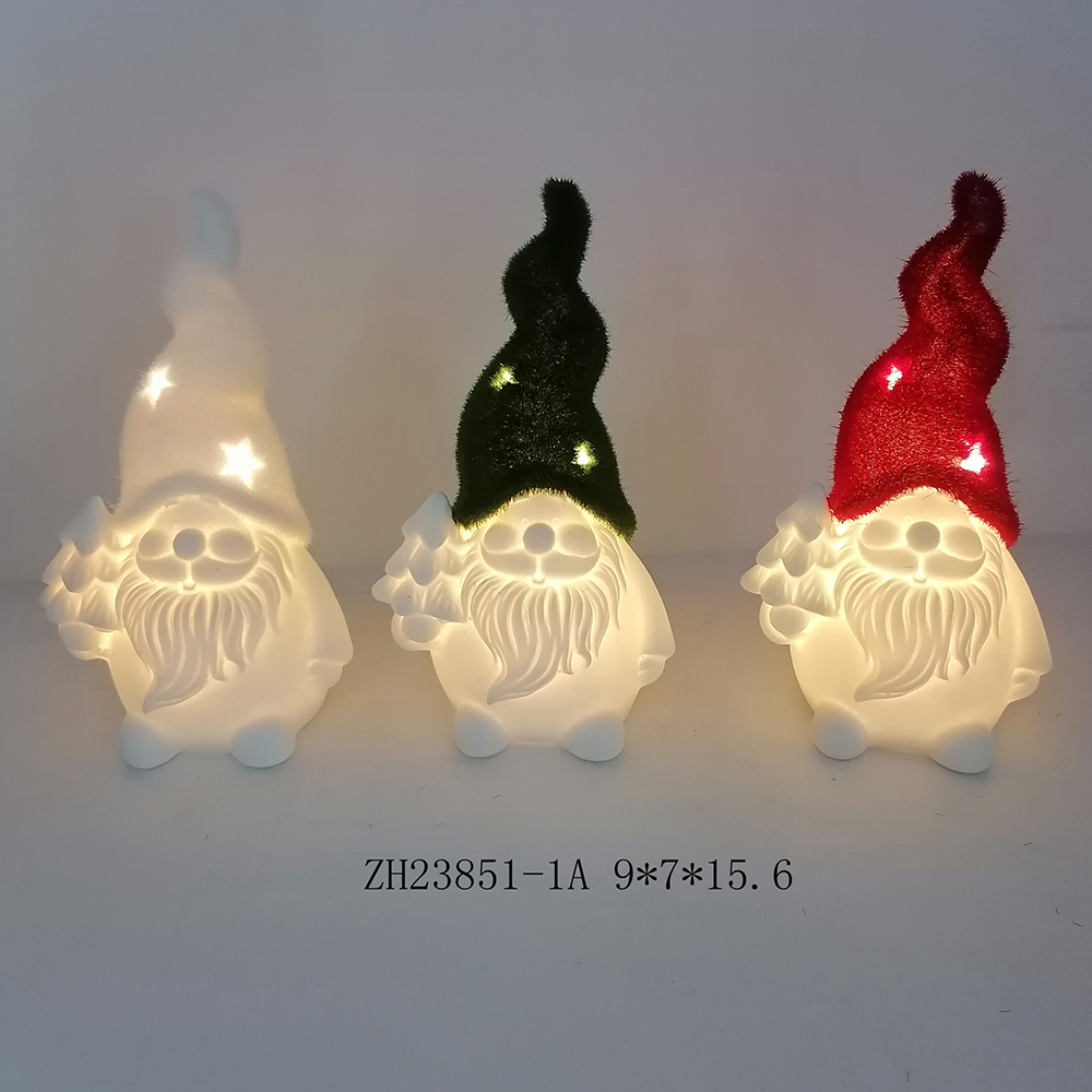 Weihnachten Home Party Favor LED Licht Up Keramik Schwedisch Gnome Figurine Tabletop Dacorations 3