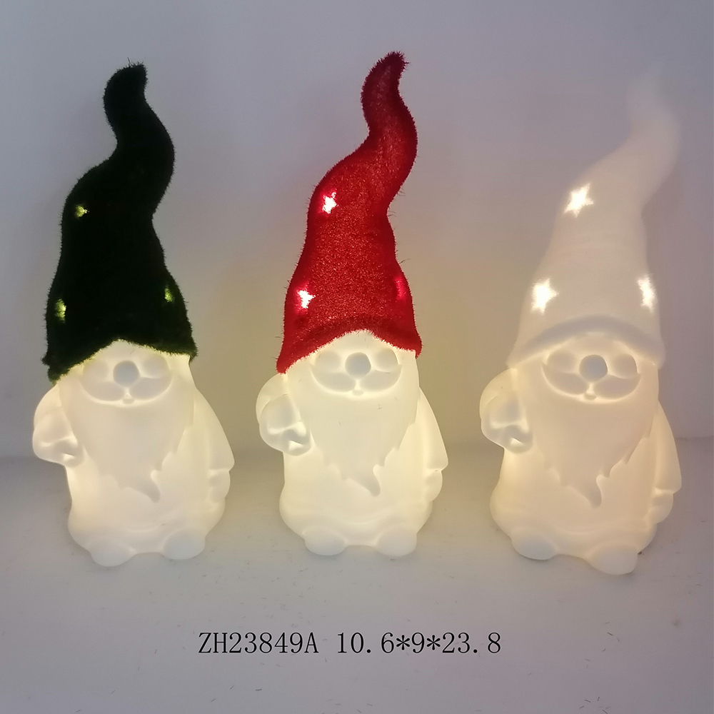 Weihnachten Home Party Favor LED Licht Up Keramik Schwedisch Gnome Figurine Tabletop Dacorations 6