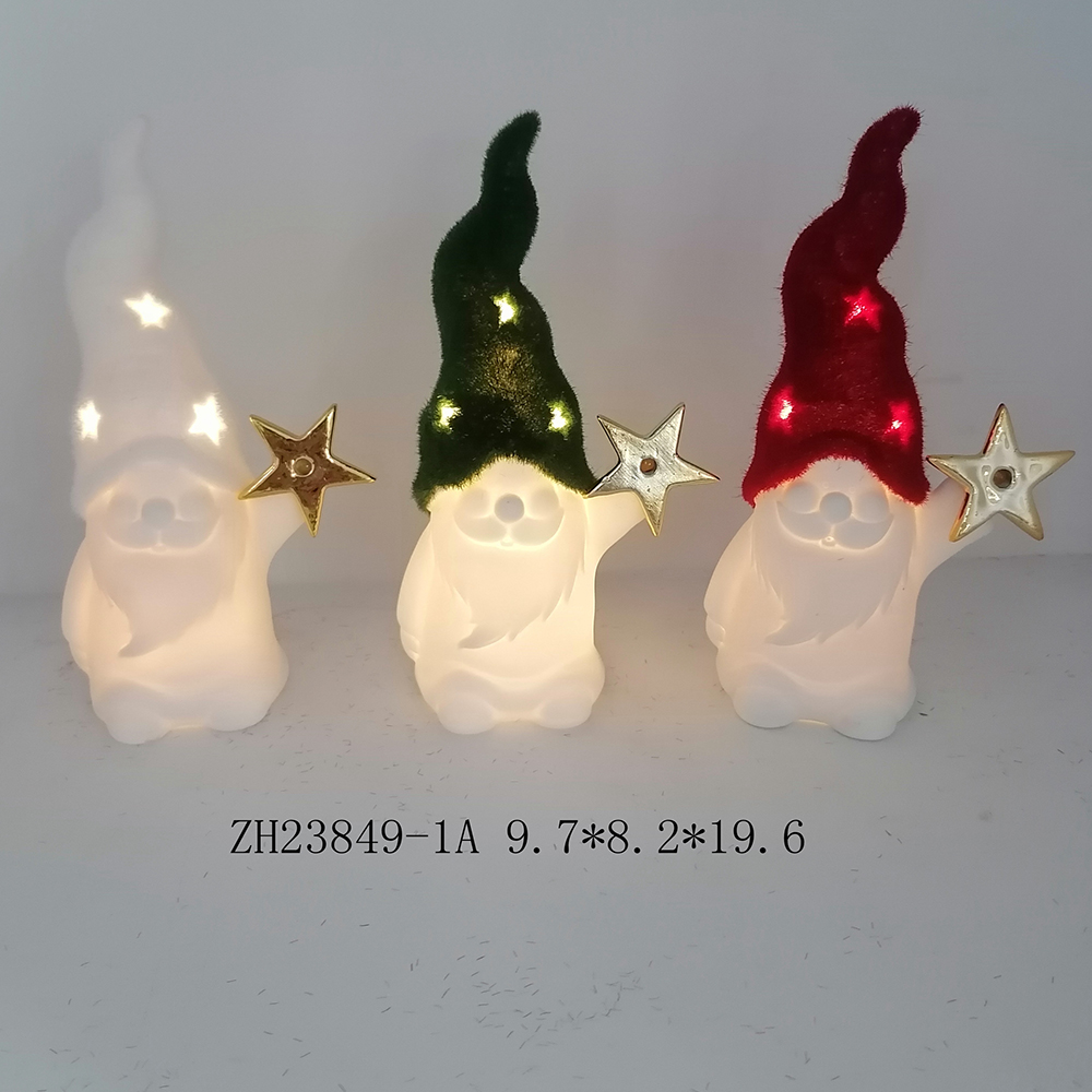 Weihnachten Home Party Favor LED Licht Up Keramik Schwedisch Gnome Figurine Tabletop Dacorations 8