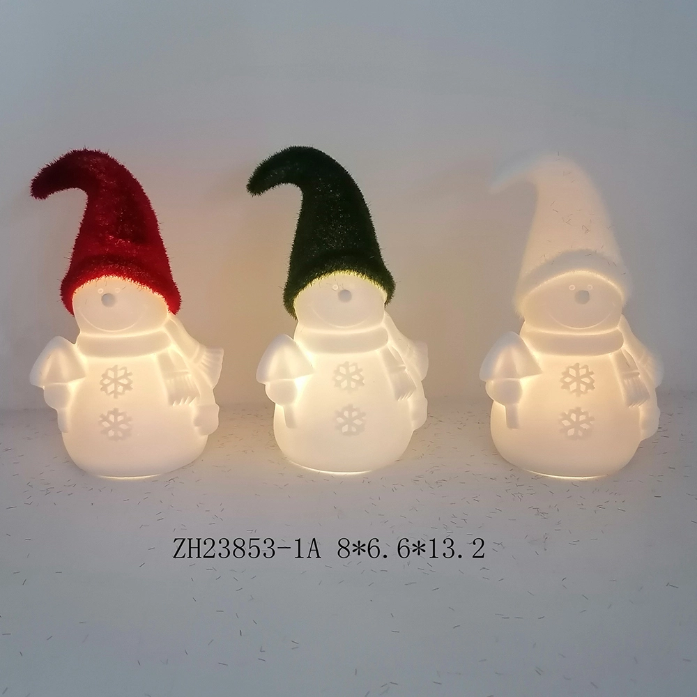 Benutzerdefinierte personalisierte Familie Keramik Licht bis LED Weihnachten Weihnachtsmann Schneemann Ornamente 1