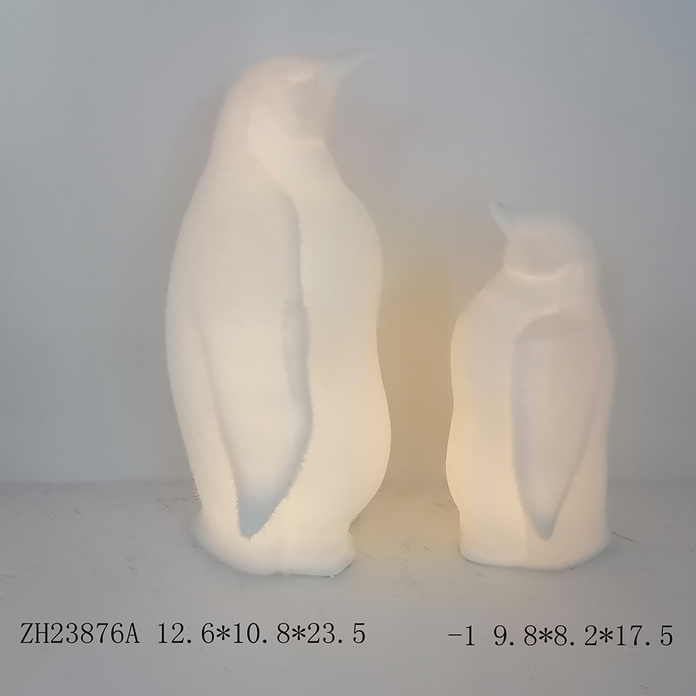 Benutzerdefinierte personalisierte Familie Keramik Licht bis LED Weihnachten Pinguin Figur Ornamente 4