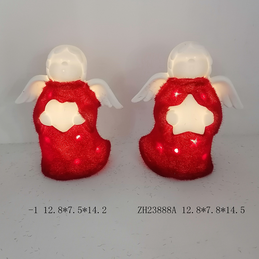 Leuchtende LED-Weihnachtsengel-Ornamente aus Keramik für die ganze Familie, Weihnachtstischdekoration 2