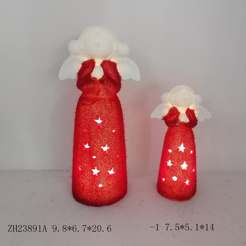 Leuchtende LED-Weihnachtsengel-Ornamente aus Keramik für die ganze Familie, Weihnachtstischdekoration 5