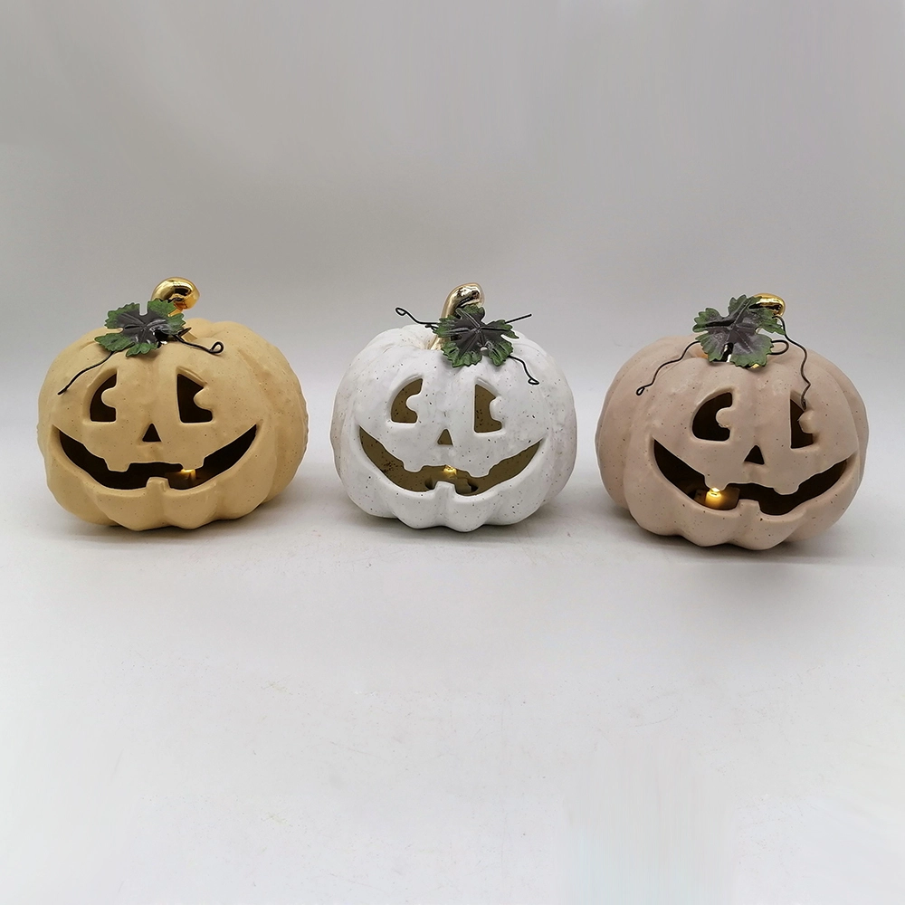 Halloween Harvest Light up Pumpkin Home Accessories Handicraft Ceramic Pumpkin Ornament 1
