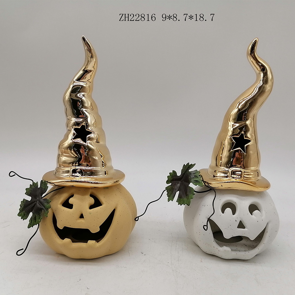Kürbisdekorationen Halloween-Ernte Leuchtende Halloween-Wohnaccessoires Keramikhandwerk 3