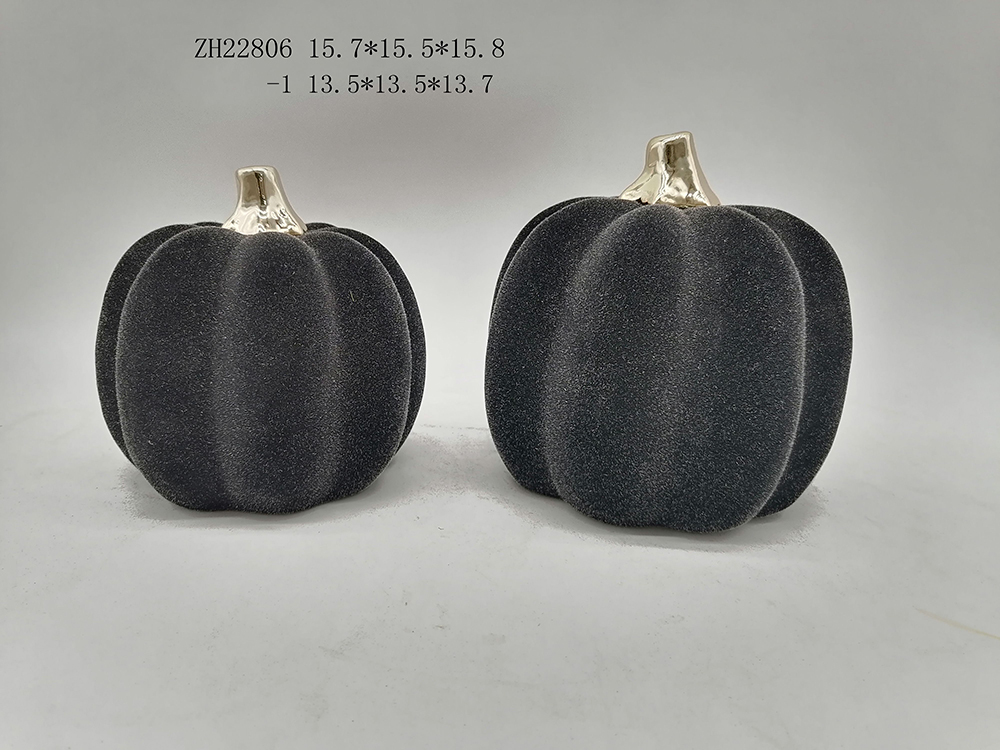 Calabaza flocada Tangchen, decoraciones de Halloween, piezas decorativas de cerámica oscura 2