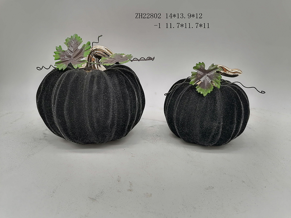 Calabaza flocada Tangchen, decoraciones de Halloween, piezas decorativas de cerámica oscura 1