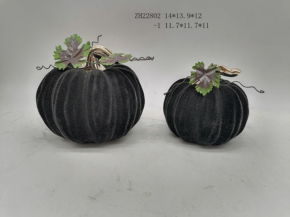 Tangchen Flocking Pumpkin Halloween Decorations Dark Decorative Ceramic Pieces 1