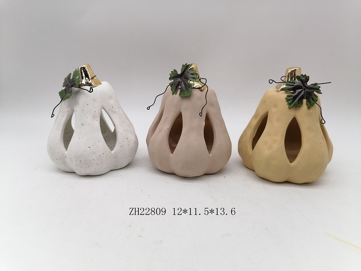 Calabaza iluminada de la cosecha de Halloween, accesorios para el hogar, artesanía, adorno de calabaza de cerámica1 1