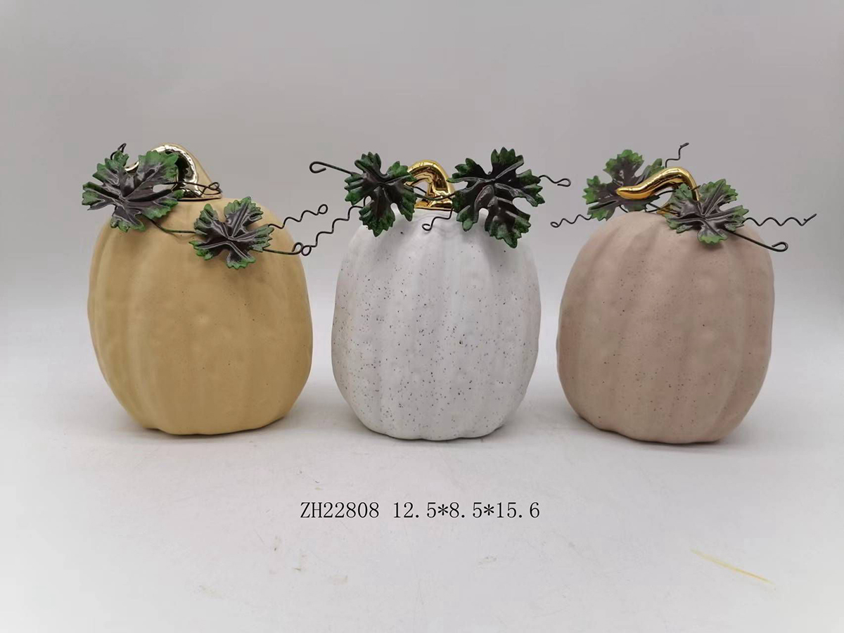 Calabaza iluminada de la cosecha de Halloween, accesorios para el hogar, artesanía, adorno de calabaza de cerámica1 2