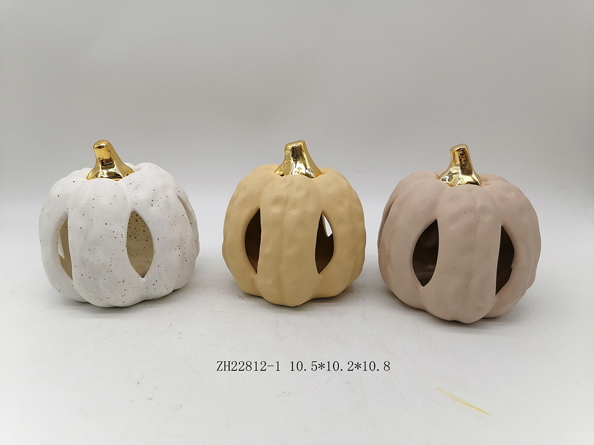 Calabaza iluminada de la cosecha de Halloween, accesorios para el hogar, artesanía, adorno de calabaza de cerámica1 3