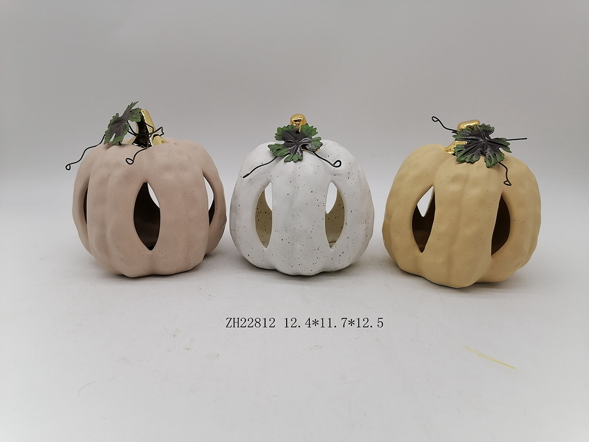 Calabaza iluminada de la cosecha de Halloween, accesorios para el hogar, artesanía, adorno de calabaza de cerámica1 5