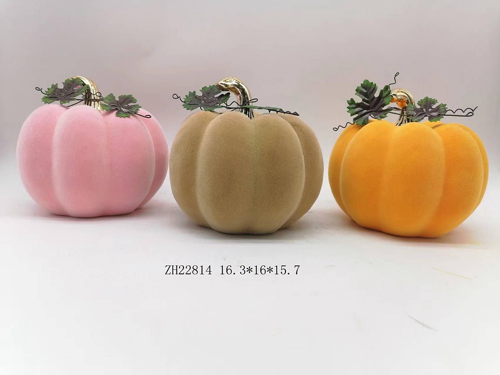 Calabaza de colores flocada Tangchen, decoración de ambiente de Halloween, artesanías de cerámica 4