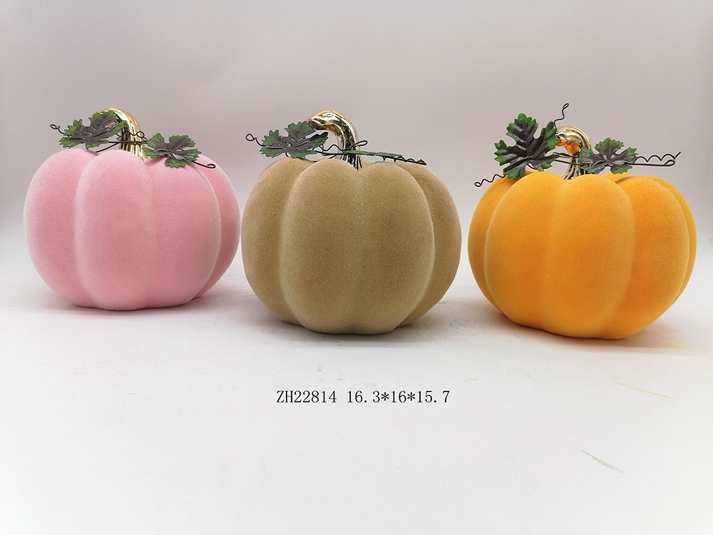 Calabaza de colores flocada Tangchen, decoración de ambiente de Halloween, artesanías de cerámica 5