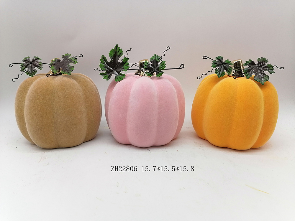 Calabaza de colores flocada Tangchen, decoración de ambiente de Halloween, artesanías de cerámica 7