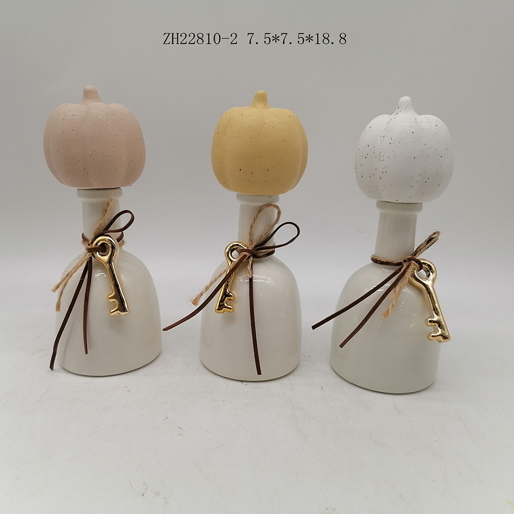 Adornos de calabaza simulados Tangchen, adornos de peluche de cerámica para Halloween, decoración de ambientes 1