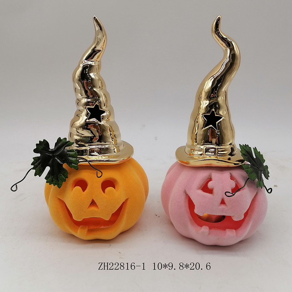 Calabaza de cerámica Tangchen con sombreros, artesanía de peluche, decoración de ambiente de Halloween 2