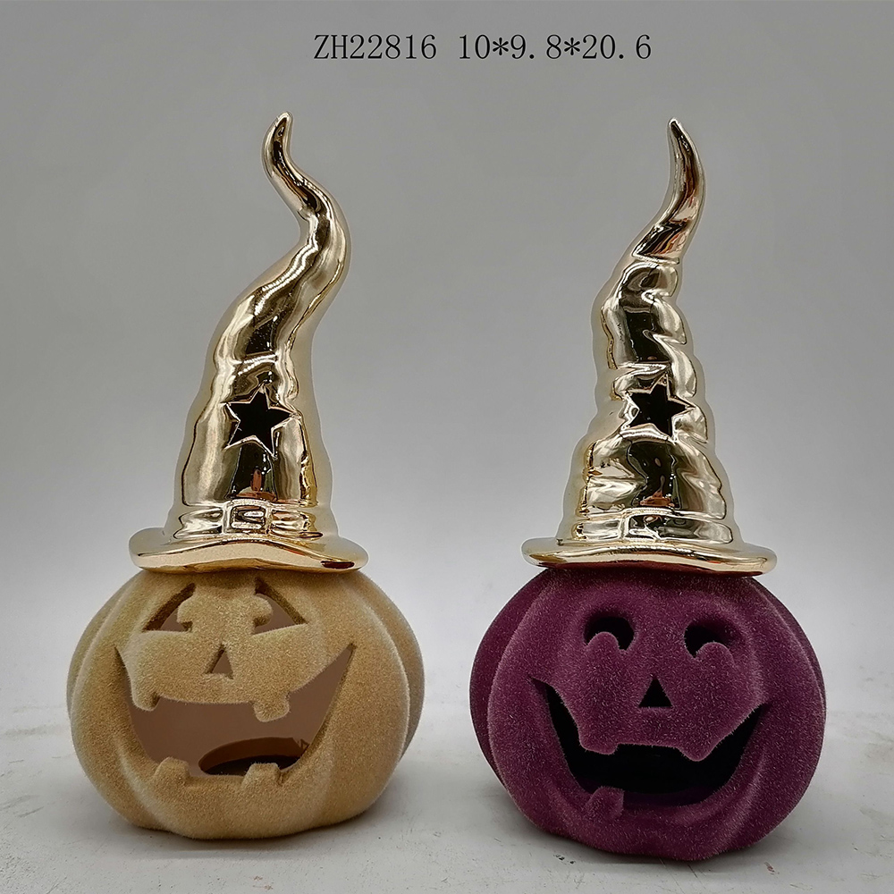 Calabaza de cerámica Tangchen con sombreros, artesanía de peluche, decoración de ambiente de Halloween 3