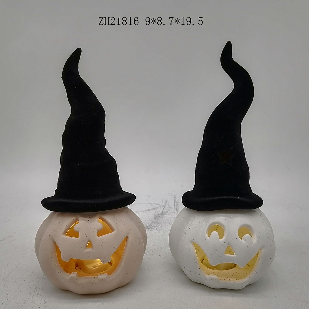 Calabaza de cerámica Tangchen con sombreros, artesanía de peluche, decoración de ambiente de Halloween 4