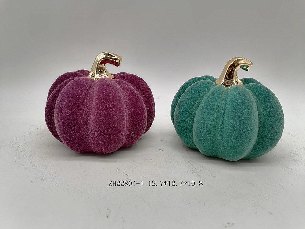 Tangchen Velvet Pumpkin Halloween Simulation Props Ceramic Ornaments 1