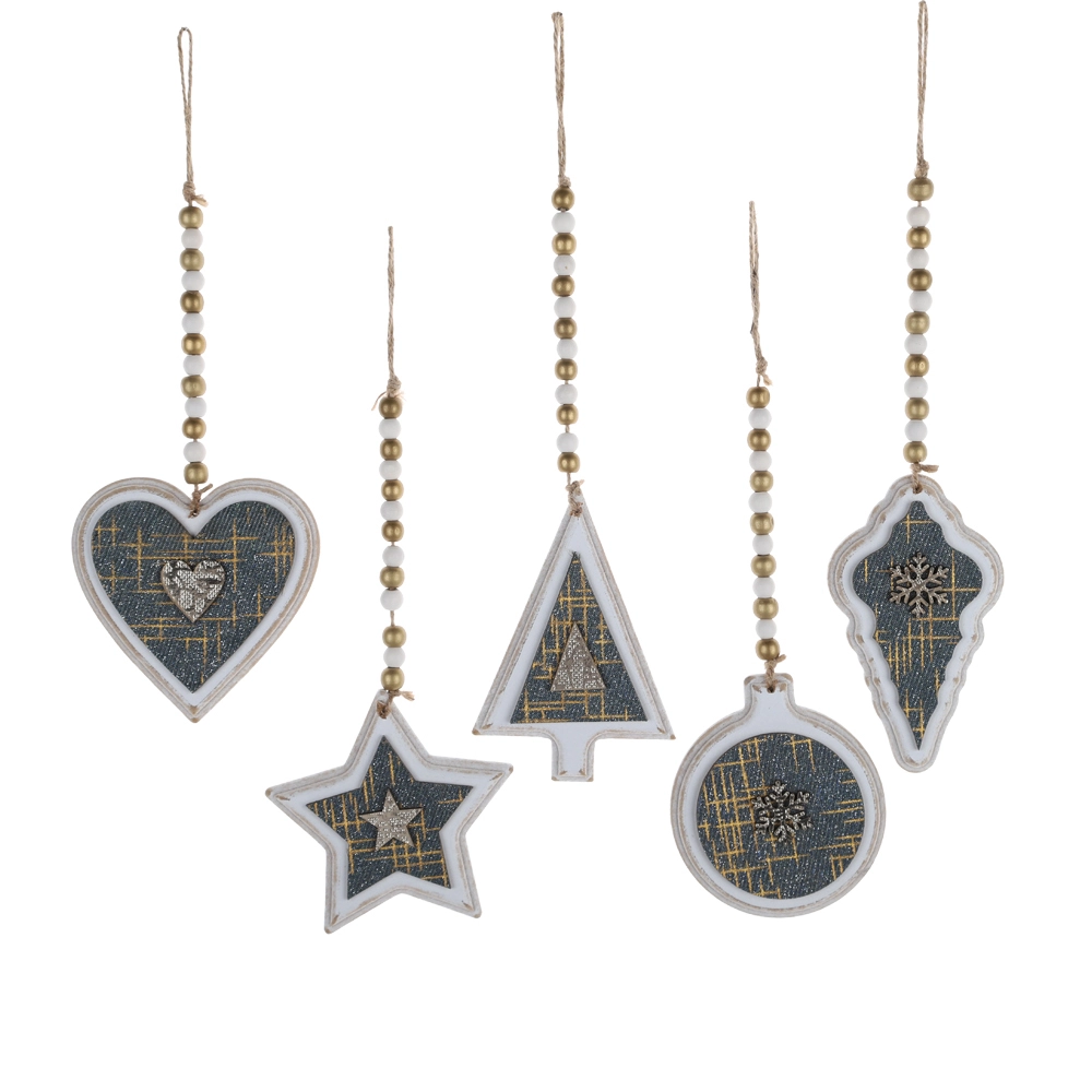 Adornos colgantes vintage para árbol de Navidad, con forma de corazón y estrella, ¡Novedad de 2023! 1