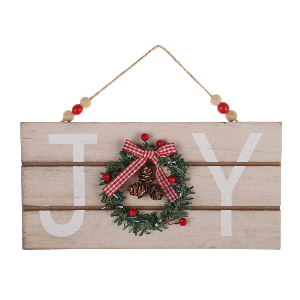 Decoración rústica para puerta de entrada de casa de campo, porche delantero, corona de madera, decoración navideña, letrero de puerta JOY 1