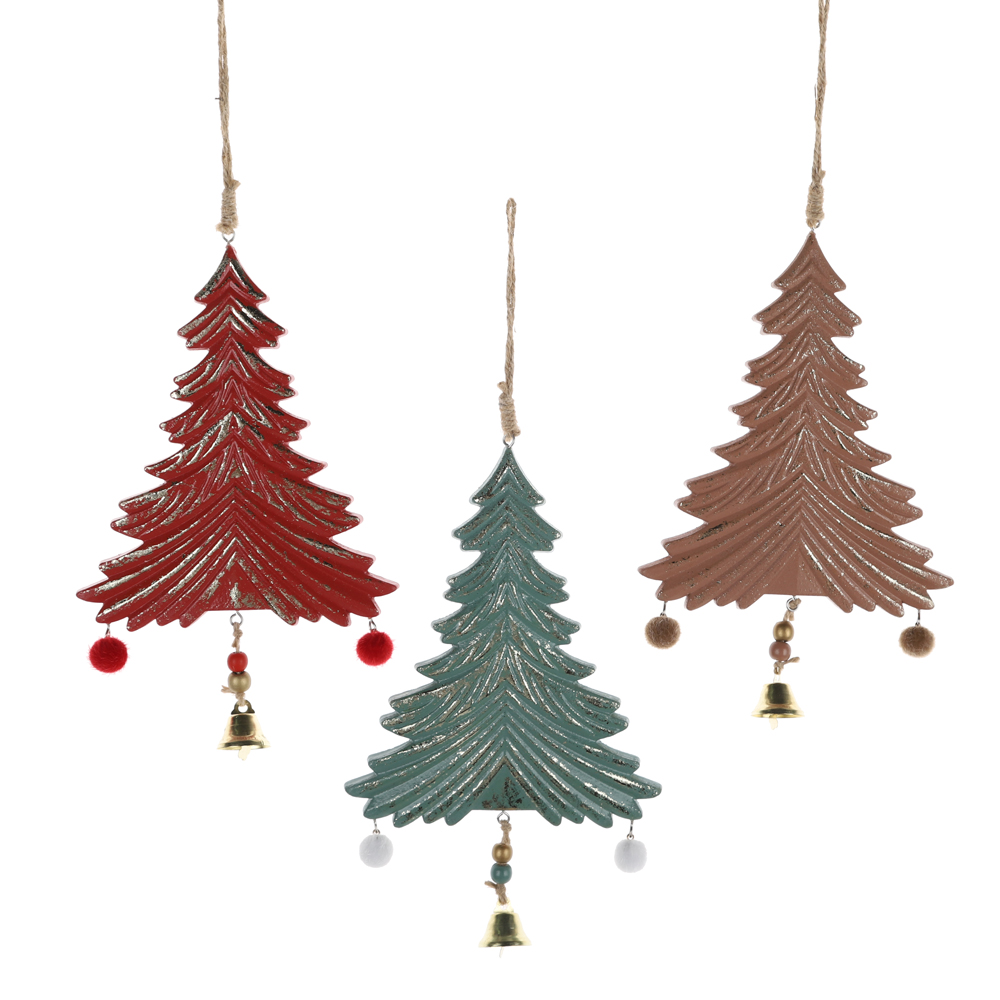 Urlaub Party Lieferanten Vintage Mini Glocken Weihnachtsbaum Form Holz Hängende Ornament 6