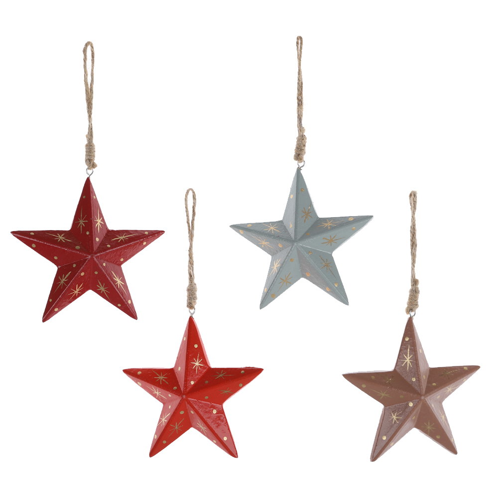 Bauernhaus Cowboy Country Cabin Stil Ornamente Baumschmuck Stern Weihnachtsbaumschmuck 4