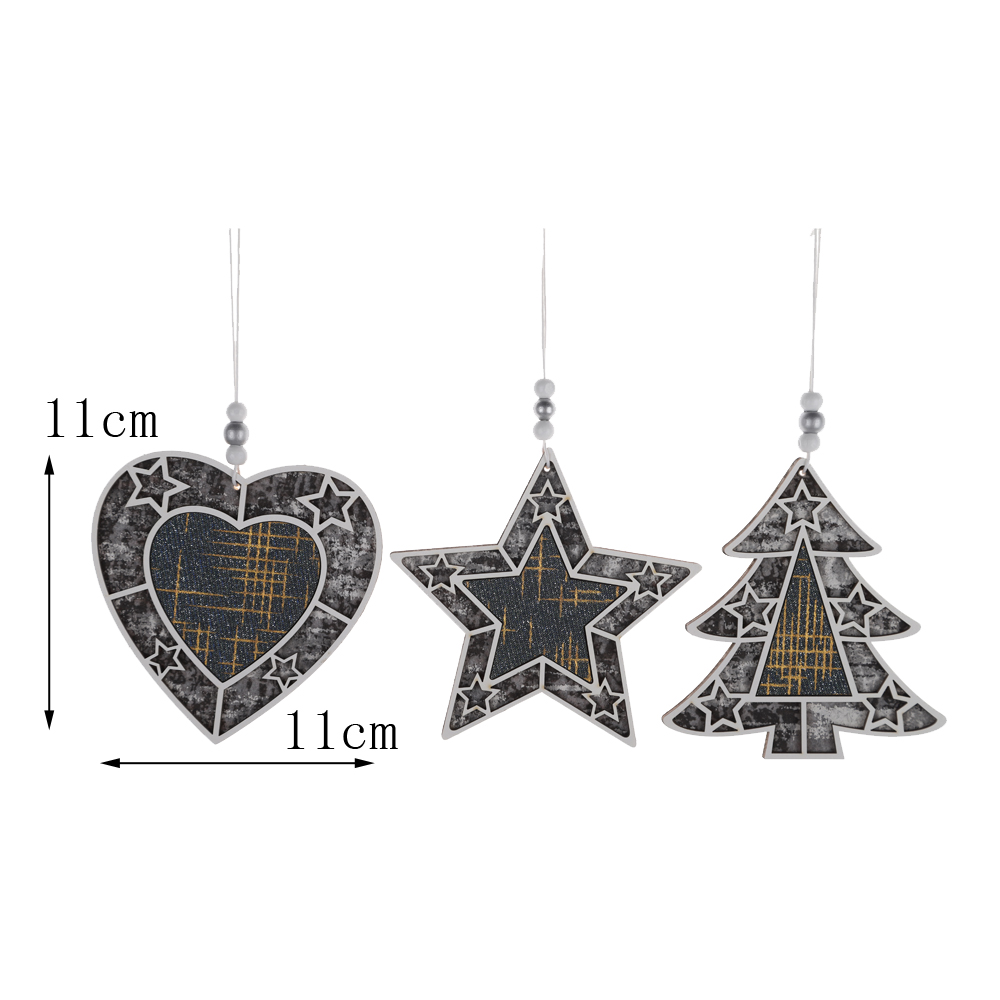 Weihnachten Holz Baum Hängen Ornamente Buffalo Überprüfen Plaid Nähte Baum Ornament 4